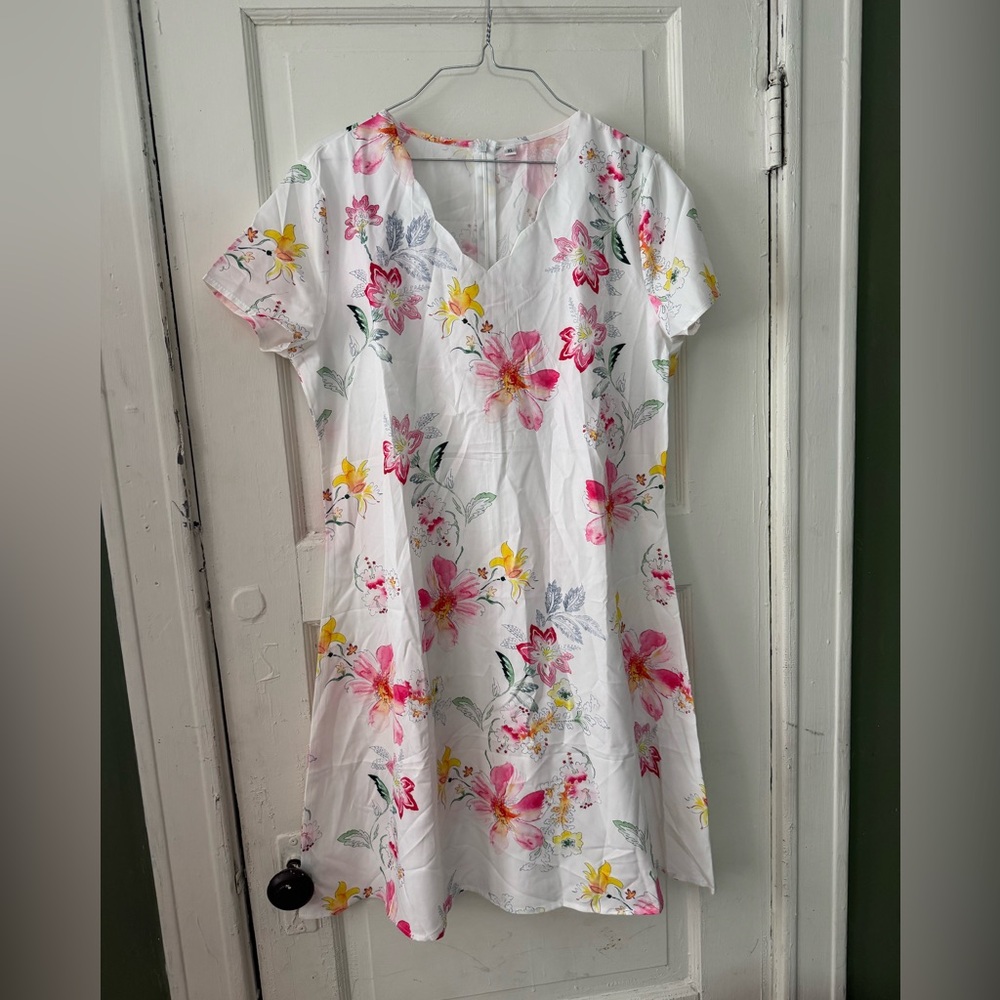 Floral Print White Dress